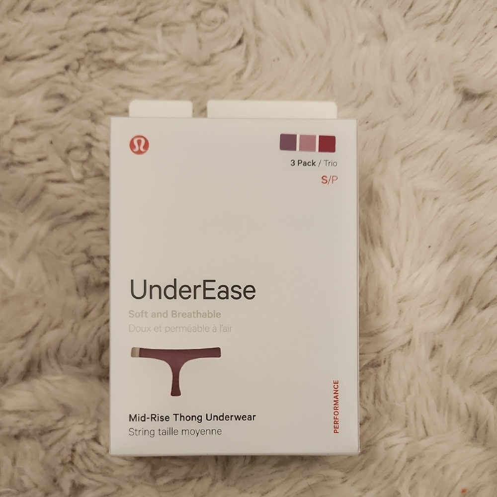 Lululemon NWT UnderEase Mid Rise Thong 3 Pack